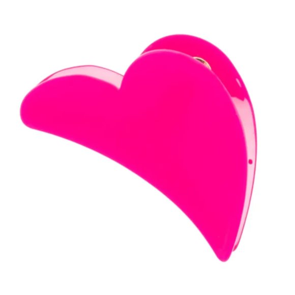 BP Jumbo Geometric Hair Clips Neon Hot Pink Heart or  Yellow Triangle Available - Picture 15 of 15